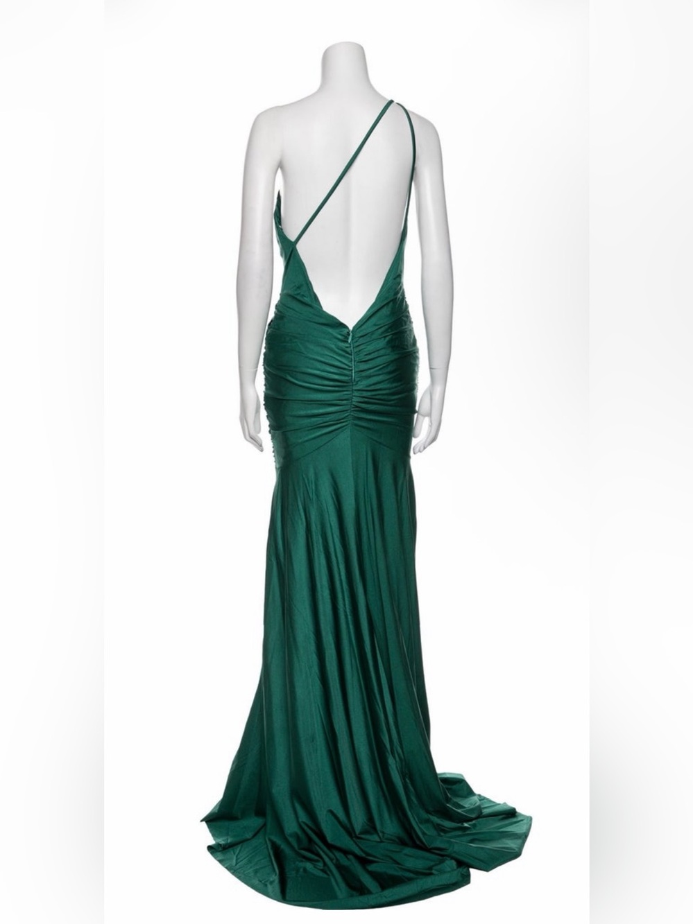 Portia and Scarlett Emerald One-Shoulder Ruched Mermaid Dress
